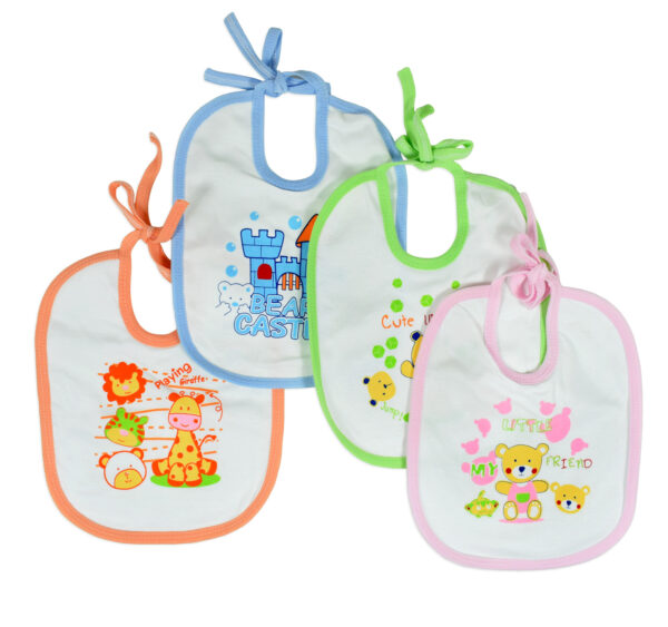 Spill Proof Cotton Baby Bib Pack of 4 - Multicolor-0