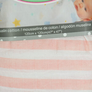 Organic Cotton Muslin Swaddle, Lining Print (Pink) - 47 Inch-24279