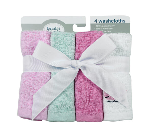 Luvable Friends Washcloths Pack of 4 Shade Light Pink-0