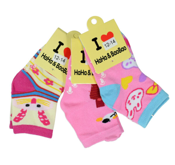 Ankle Length Anti Skid Socks, Assorted Character - Pinkish-0