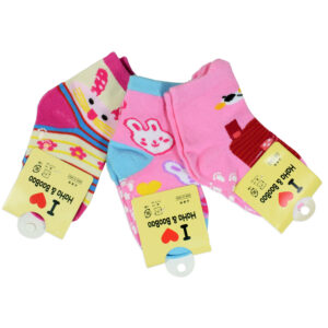 Ankle Length Anti Skid Socks, Assorted Character - Pinkish-24328