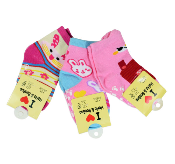 Ankle Length Anti Skid Socks, Assorted Character - Pinkish-24328