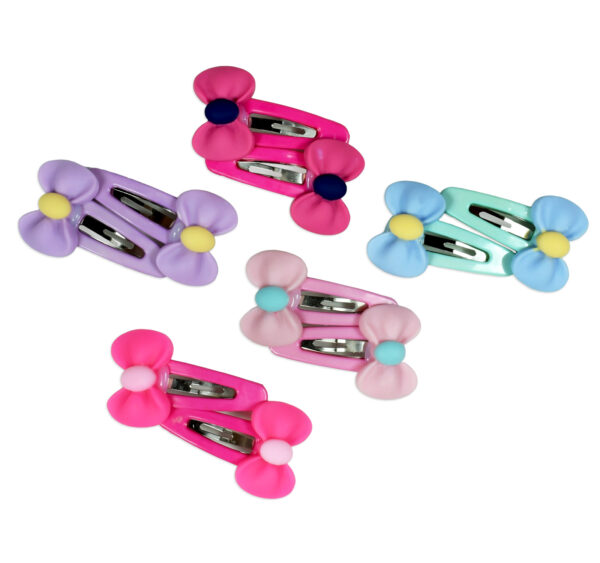 Bow Shape Tic Tac Hair Clips, Pack of 5 Pair - Multicolor-0