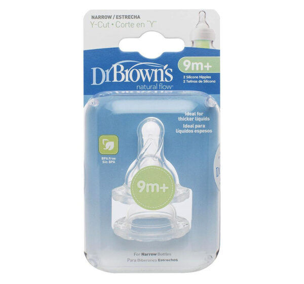 Dr Browns-Y-Cut Silicone Narrow-Neck Nipple, 2-Pack (9M+)-0