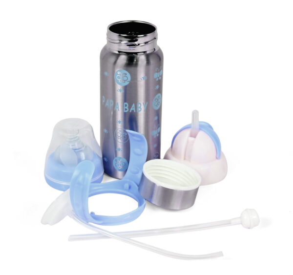 Papa Baby Multipurposable Steel Feeding Bottle - Blue-24133