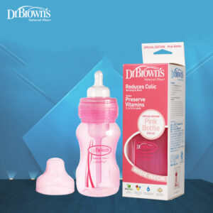 Dr Brown Natural Flow Special Edition Feeding Bottle, Wide Neck (Pink) - 270ml-0