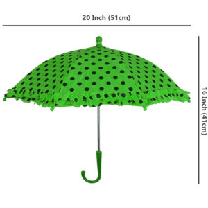 Polka Dot Printed Umbrella, Solid Color - Green-24377