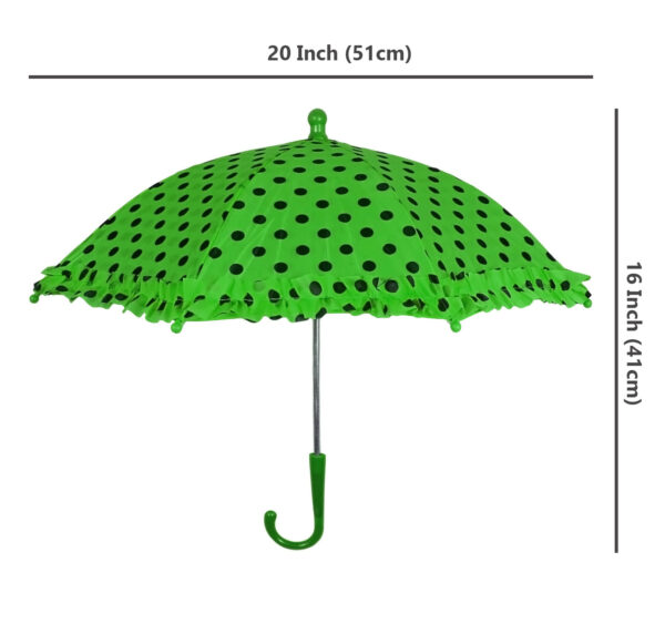 Polka Dot Printed Umbrella, Solid Color - Green-24377