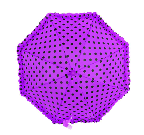 Polka Dot Printed Umbrella, Solid Color - Purple-24393