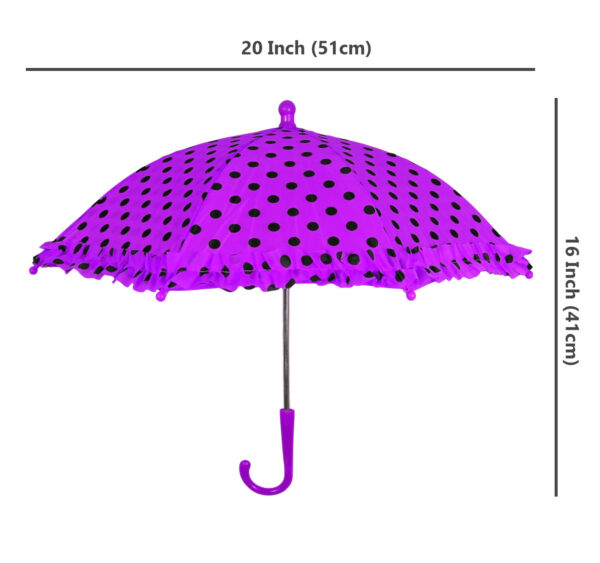 Polka Dot Printed Umbrella, Solid Color - Purple-24391