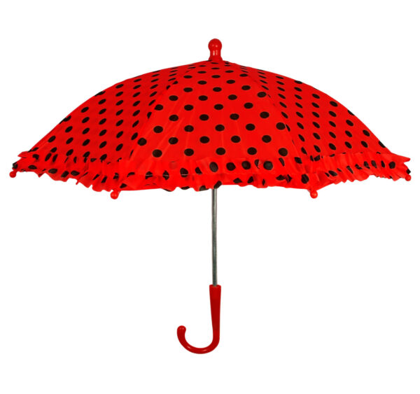 Polka Dot Printed Umbrella, Solid Color - Red-0