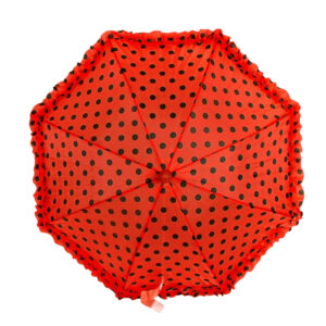 Polka Dot Printed Umbrella, Solid Color - Red-24401