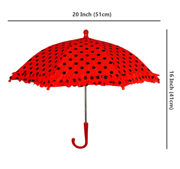 Polka Dot Printed Umbrella, Solid Color - Red-24402