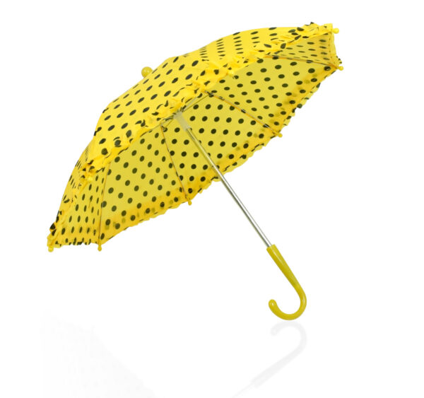 Polka Dot Printed Umbrella, Solid Color - Yellow-24407