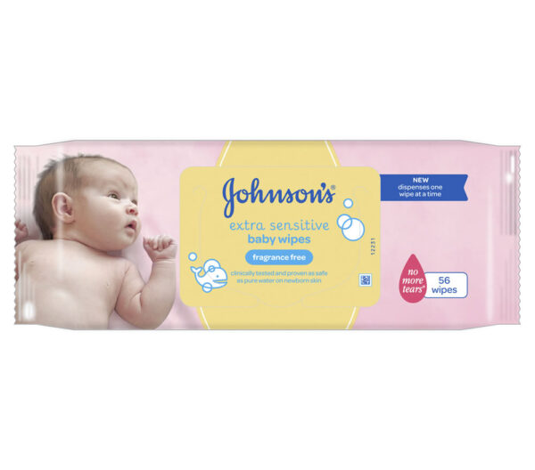 Johnsons Extra Sensitive Fragrance Free Baby Wipes - 56 Wipes-0