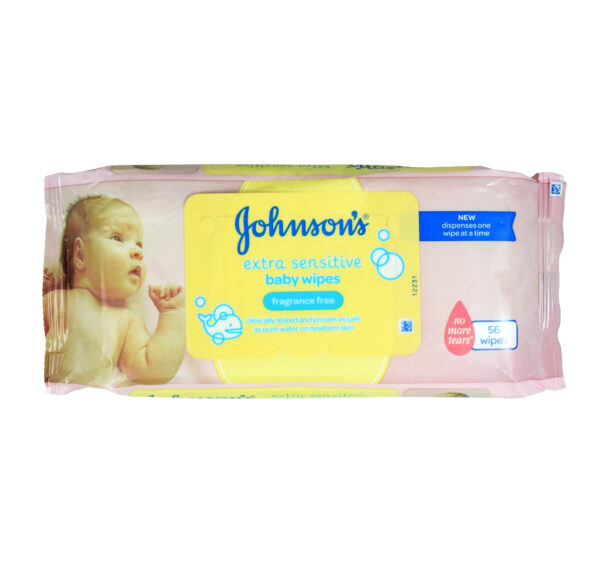 Johnsons Extra Sensitive Fragrance Free Baby Wipes - 56 Wipes-25591