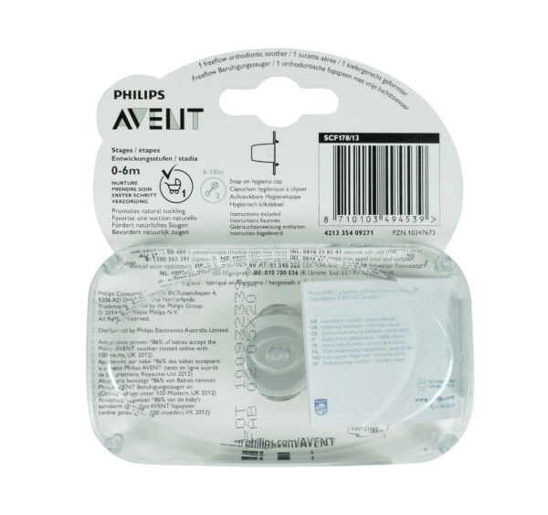 Philips Avent Free Flow Baby Sother, (0-6M) - White-25157