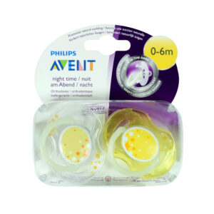 Philips Avent Night Time Baby Pacifier Yellow (0-6M) - Twins Packed-0