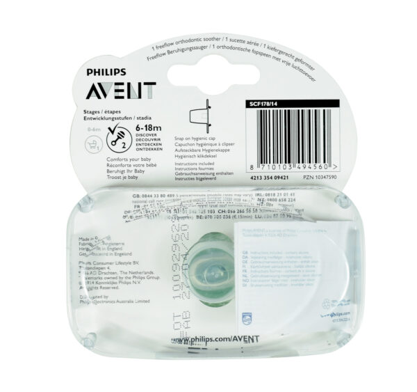 Philips Avent Free Flow Baby Sother, (6-18M) Single Pack - Green-25167