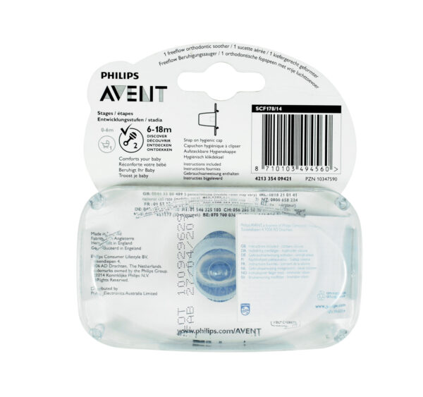 Philips Avent Free Flow Baby Sother, (6-18M) Single Pack - Blue-25172