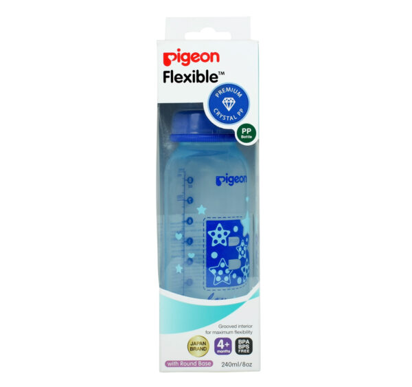 Pigeon Polypropylene Flexible Clear Nursing Bottle (Boy Blue) - 240 ml-0