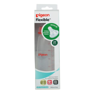 Pigeon Polypropylene Flexible Feeding Bottle Red With 2 Peristaltic Nipples - 240 ml-0
