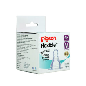 Pigeon Flexible Medium Size Nipple For Slim Neck, Round Hole (4M+) - Pack of 2-25453