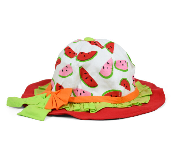 Watermelon Print Girls Fancy Hat - Red/White-25551