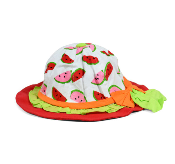 Watermelon Print Girls Fancy Hat - Red/White-0