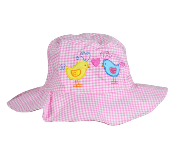 Check Print Girls Fancy Summer Hat - Pink-0