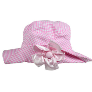 Check Print Girls Fancy Summer Hat - Pink-25557