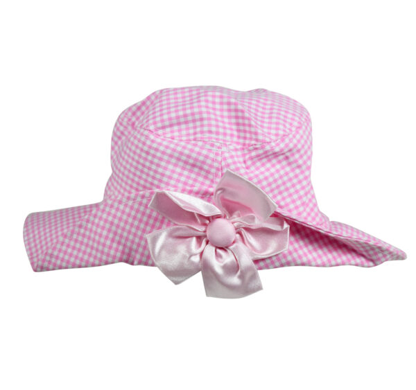 Check Print Girls Fancy Summer Hat - Pink-25557