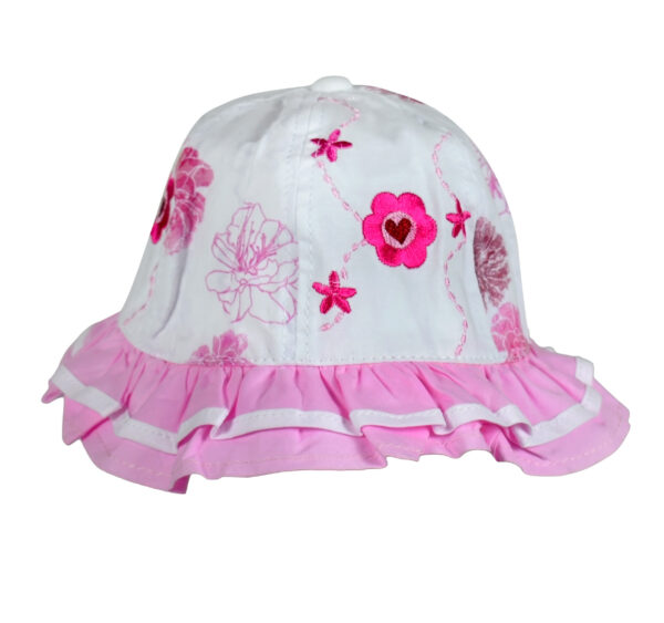 Flower Print Girls Fancy Summer Hat - Pink-0