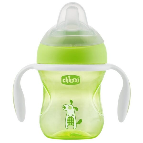 Chicco NaturalFit Soft Silicone Spout Transition Cup, 200ml (4m+) - Green-0