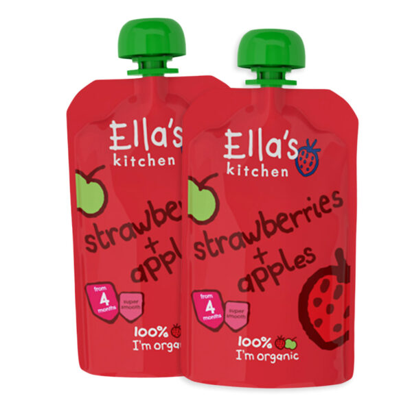 Ella's Kitchen Organic Strawberries & Apple Puree (4M+) - 120 gm (Pack of 2)-0