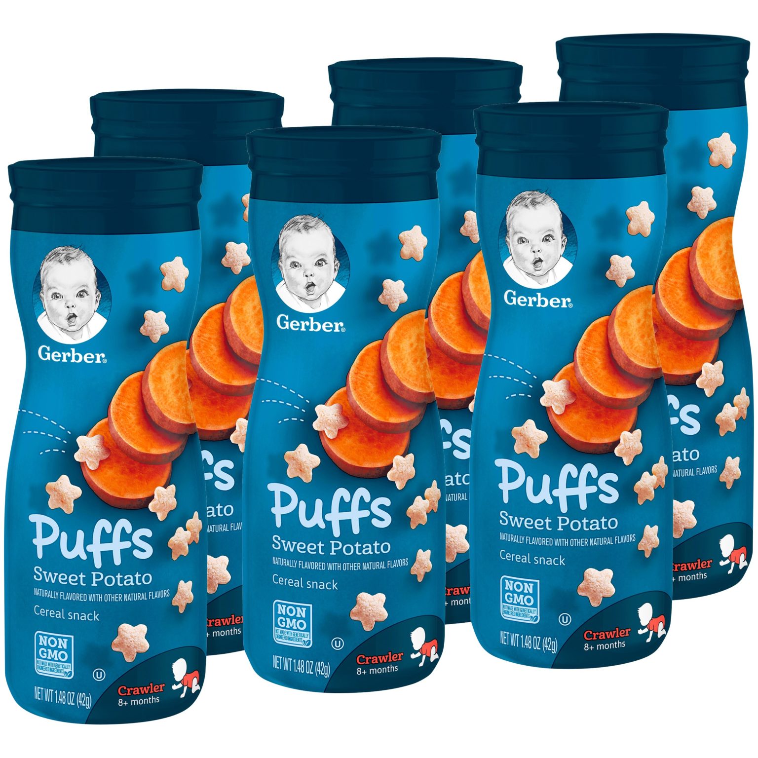 Gerber Graduates Sweet Potato Puffs Cereal Snack – 42gm (Pack of 6 ...