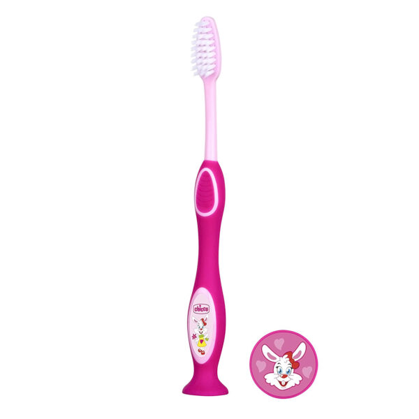 Chicco Milk ToothBrush For Kids 3 to 6 Years, Pink-26494