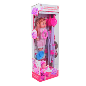 12 Inch Lovely Doll with Stroller - Pink-26214