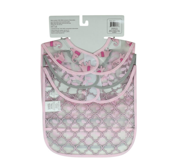 Luvable Friends Plastic Bib, Pack of 3 - Pink-26443