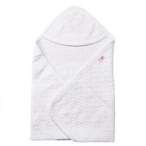 Popees white baptism hooded towel-0