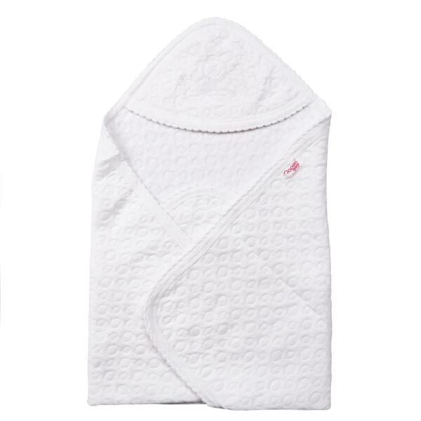 Popees white baptism hooded towel-0