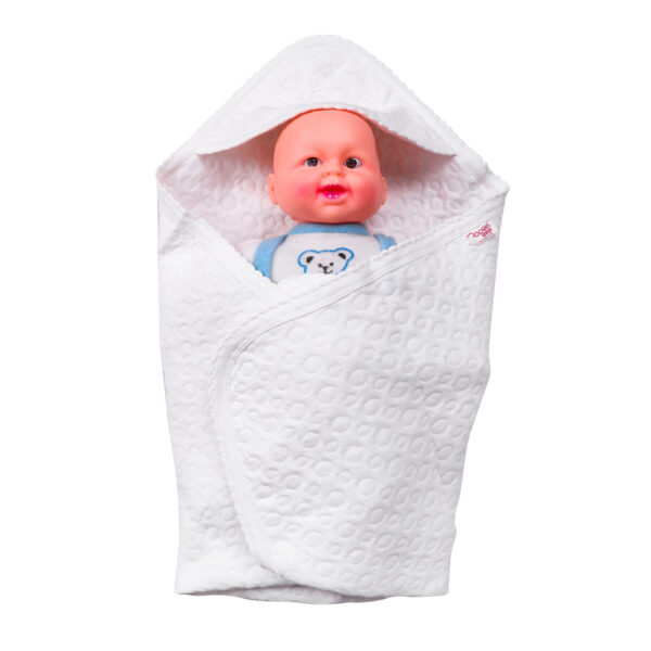 Popees white baptism hooded towel-26853