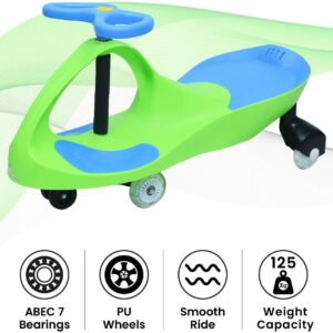 R for Rabbit Iya Iya Swing Car for Kids -Strongest & Smoothest Twister - Magic Car with PU Wheels (Green Blue)-0