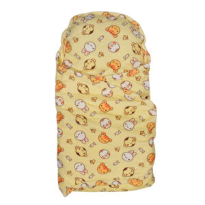 Soft Fabric Velvet Padded Swaddle with Pillow, Rabbit Print - Peach-0
