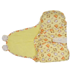 Soft Fabric Velvet Padded Swaddle with Pillow, Rabbit Print - Peach-27173