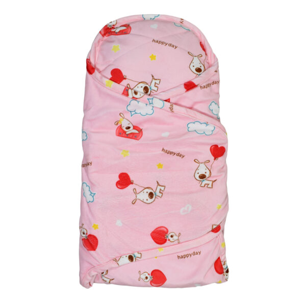 Very Soft Fabric Padded Swaddle, Dog Print - Pink-0