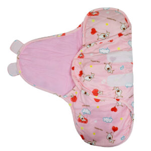 Very Soft Fabric Padded Swaddle, Dog Print - Pink-27179