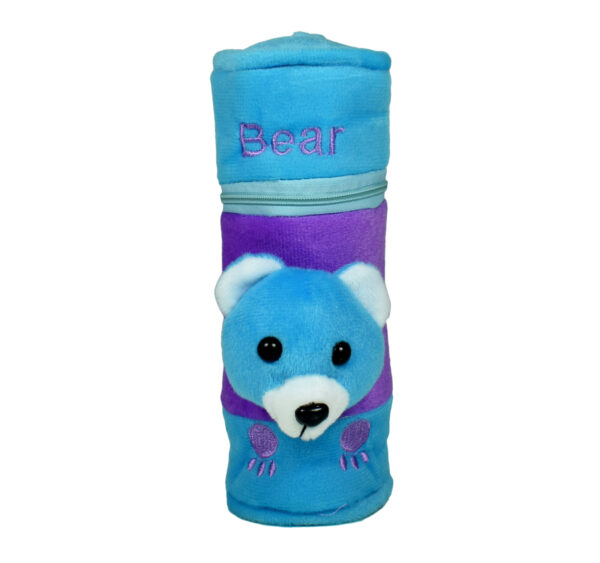 Feeding Bottle Cover With Bear Plush Toy - Blue-27319