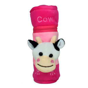 Feeding Bottle Cover With Cow Plush Toy - Pink-27326