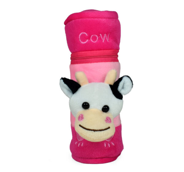 Feeding Bottle Cover With Cow Plush Toy - Pink-27326